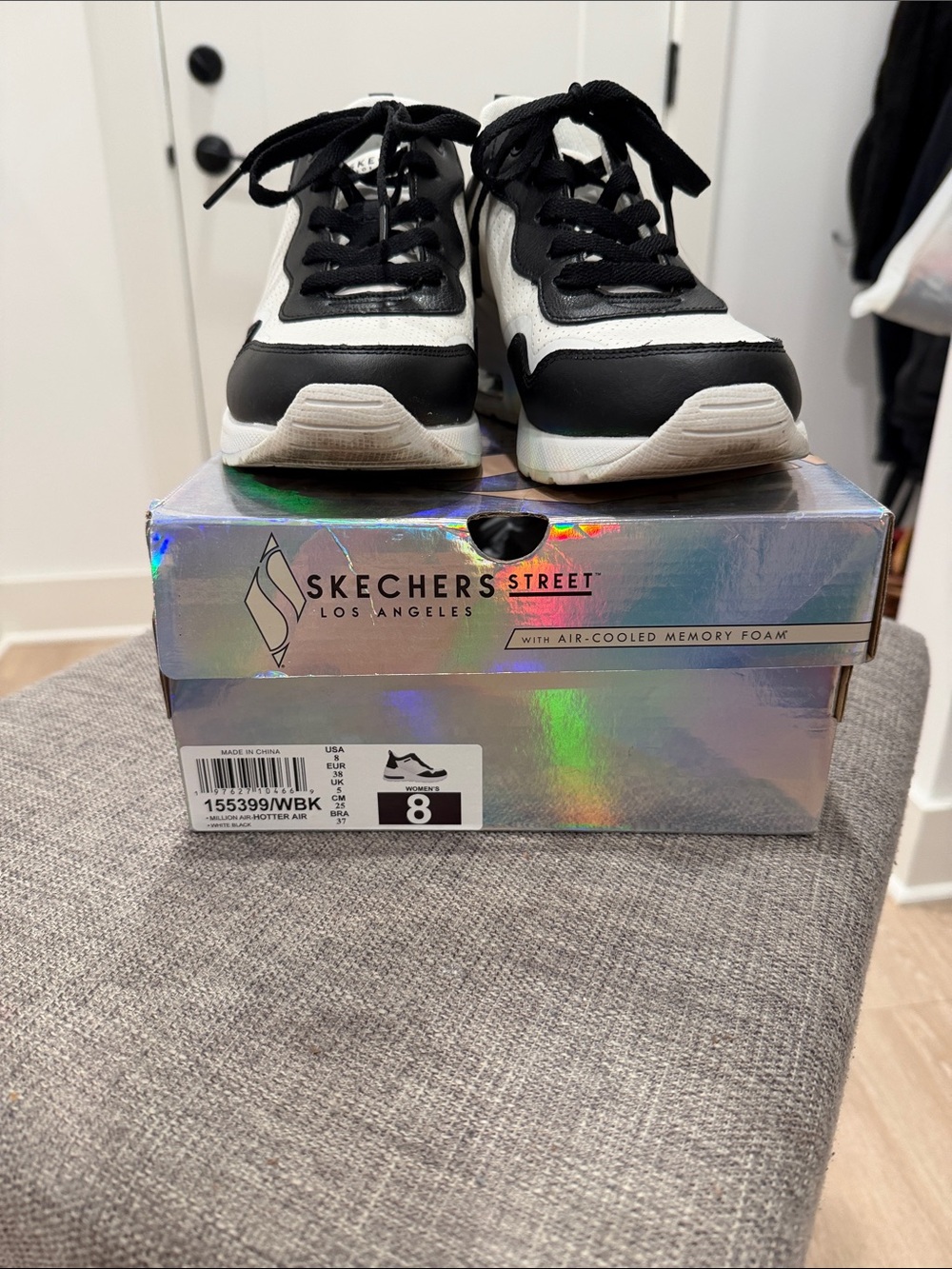 Skechers Street Black and White Low-Top Sneakers